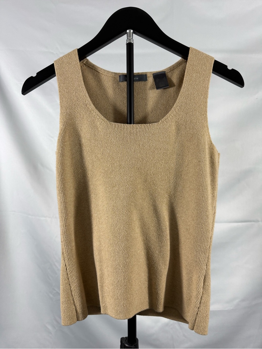 Liz Claiborne Tan Knit Sweater Tank Top Sleeveless Cotton Blend Small